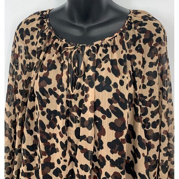 NYDJ Not Your Daughter Blouse Plus 2X Wildcat Metallic Peasant Chiffon Women New - Picture 3 of 14